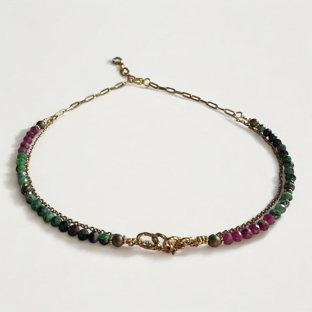Collier Rubis, Pyrite et Hématite