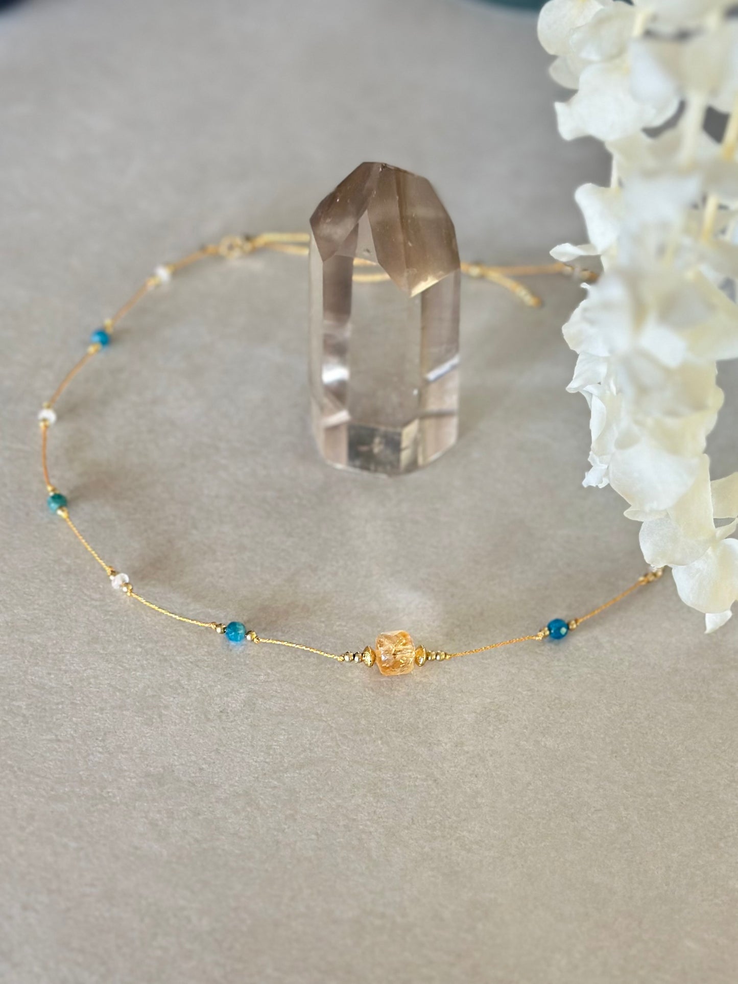 Collier Citrine & Apatite – Expression claire et élan solaire
