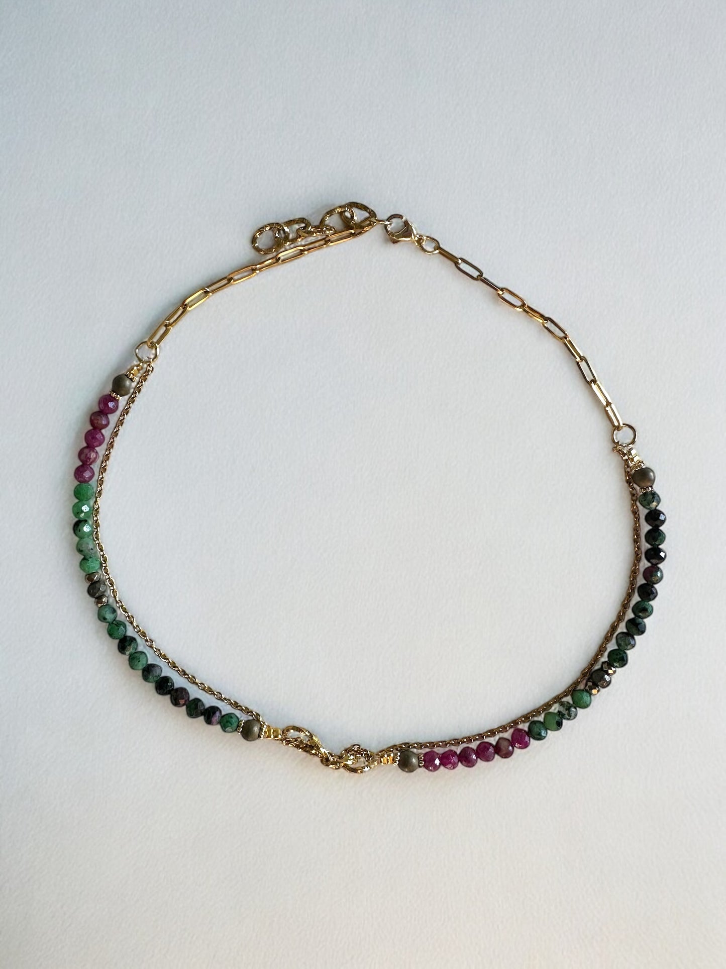 Collier Rubis, Pyrite et Hématite