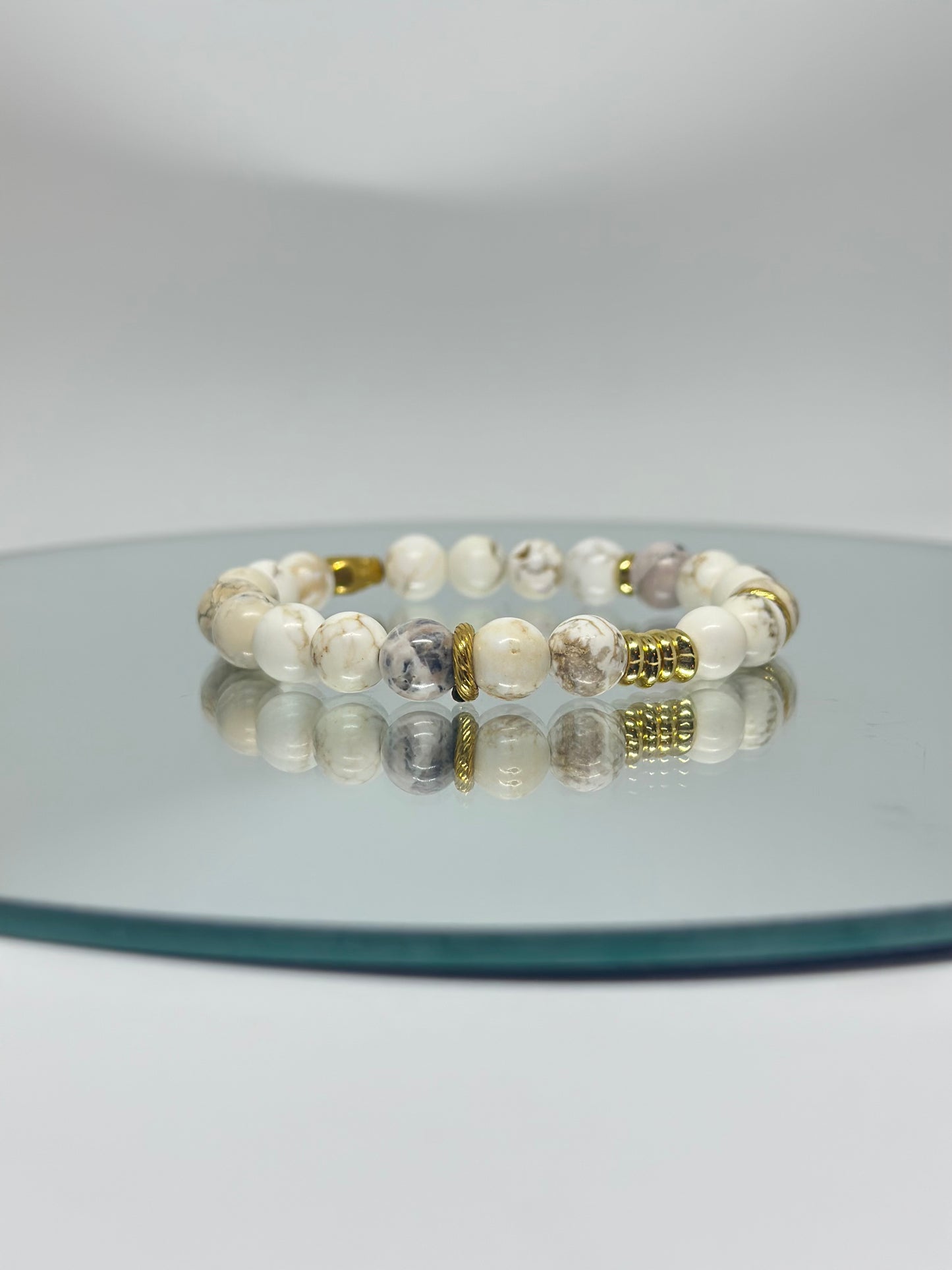 Bracelet Howlite – Apaisement et clarté mentale - Calme intérieur – Réduction du stress – Ouverture à la réflexion