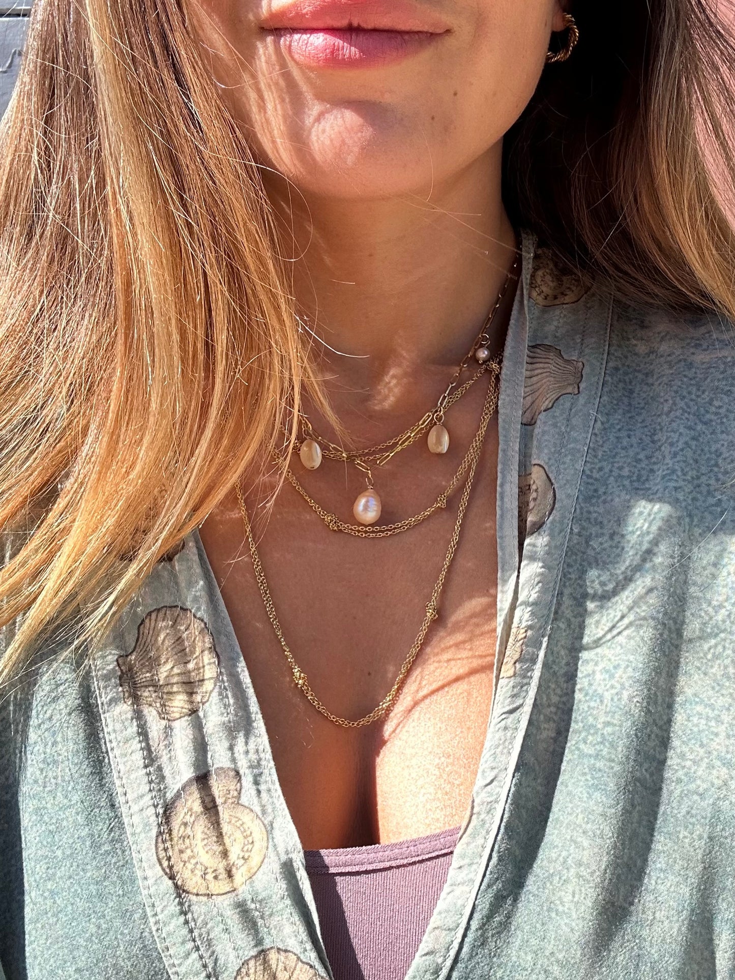 Collier 3 rangs Acier doré