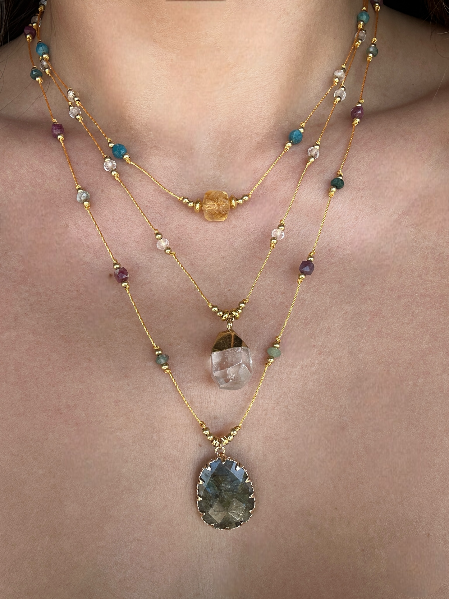 Collier Citrine & Apatite – Expression claire et élan solaire
