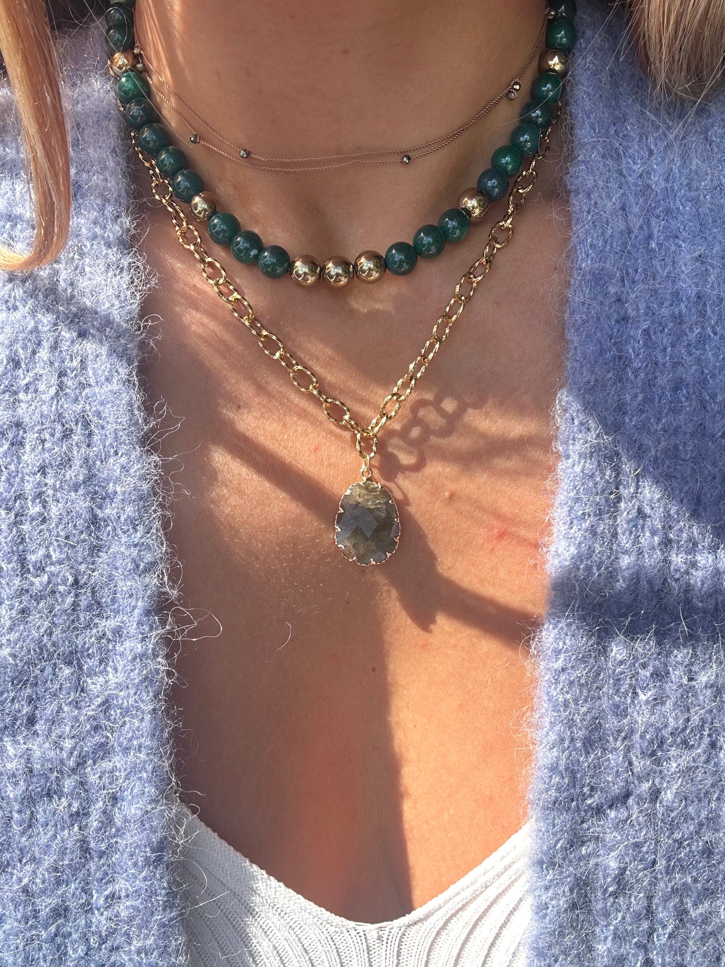 Collier Émeraude et hématite