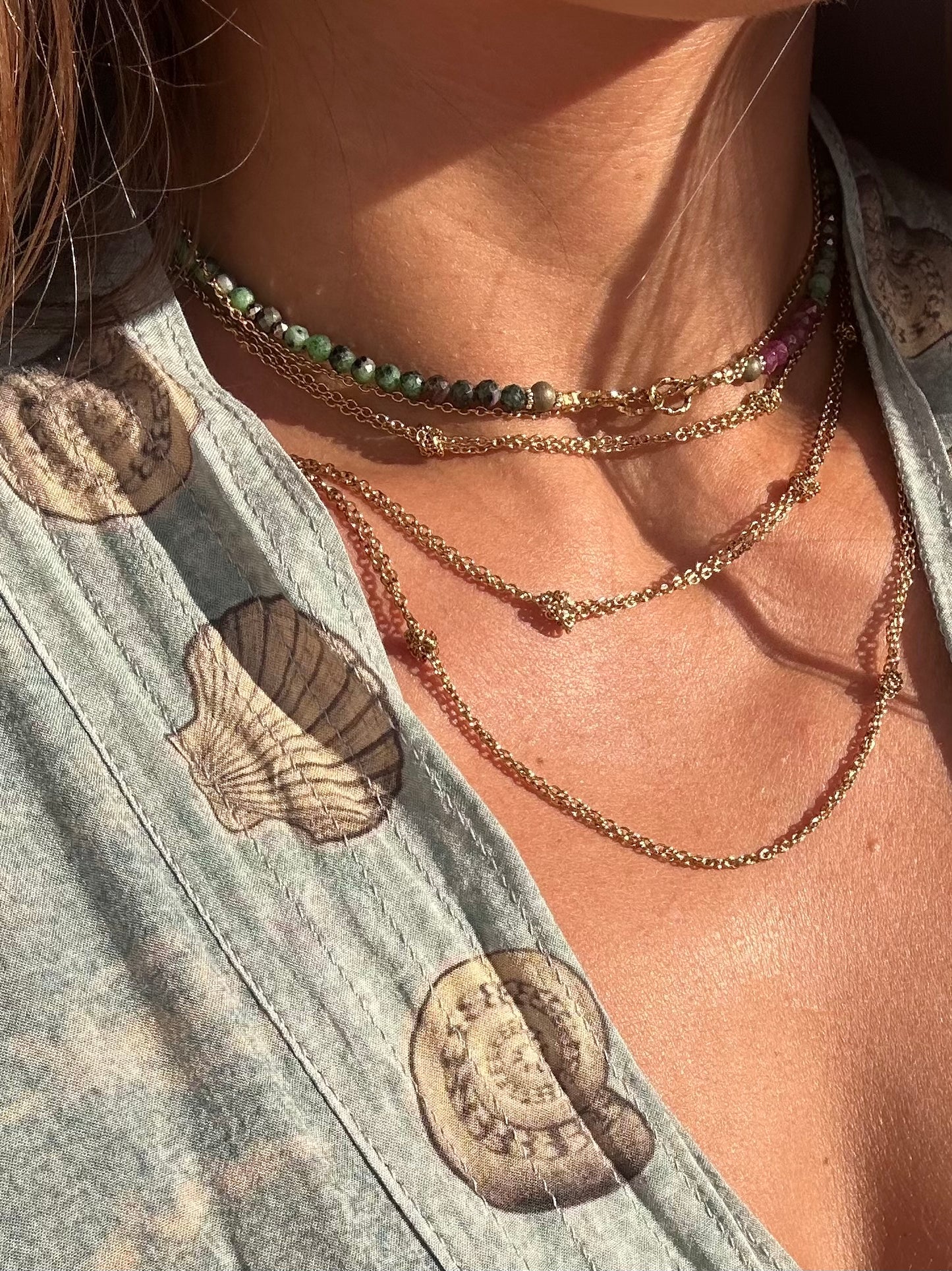 Collier Rubis, Pyrite et Hématite