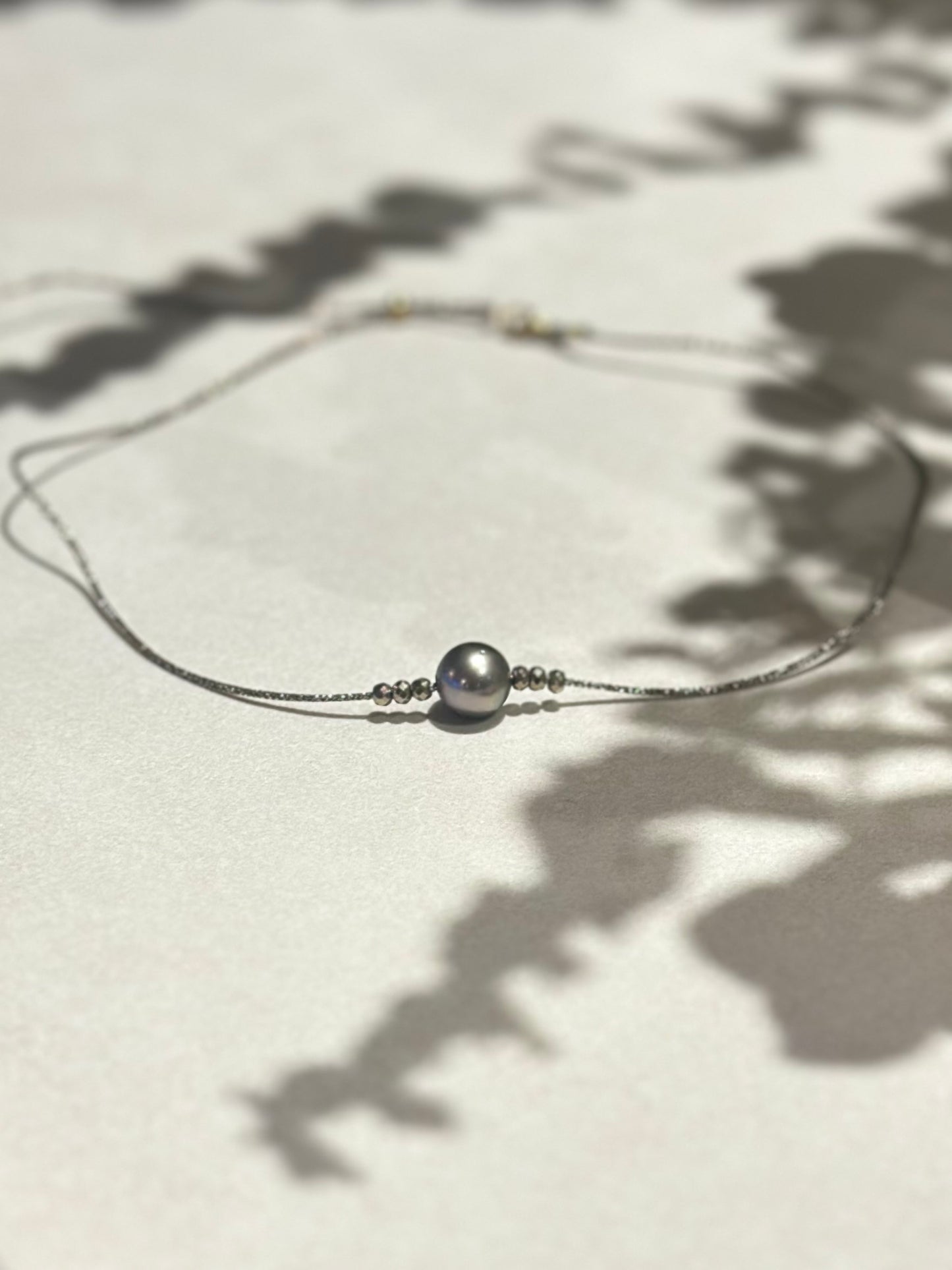 Collier perle de Tahiti & Pyrite