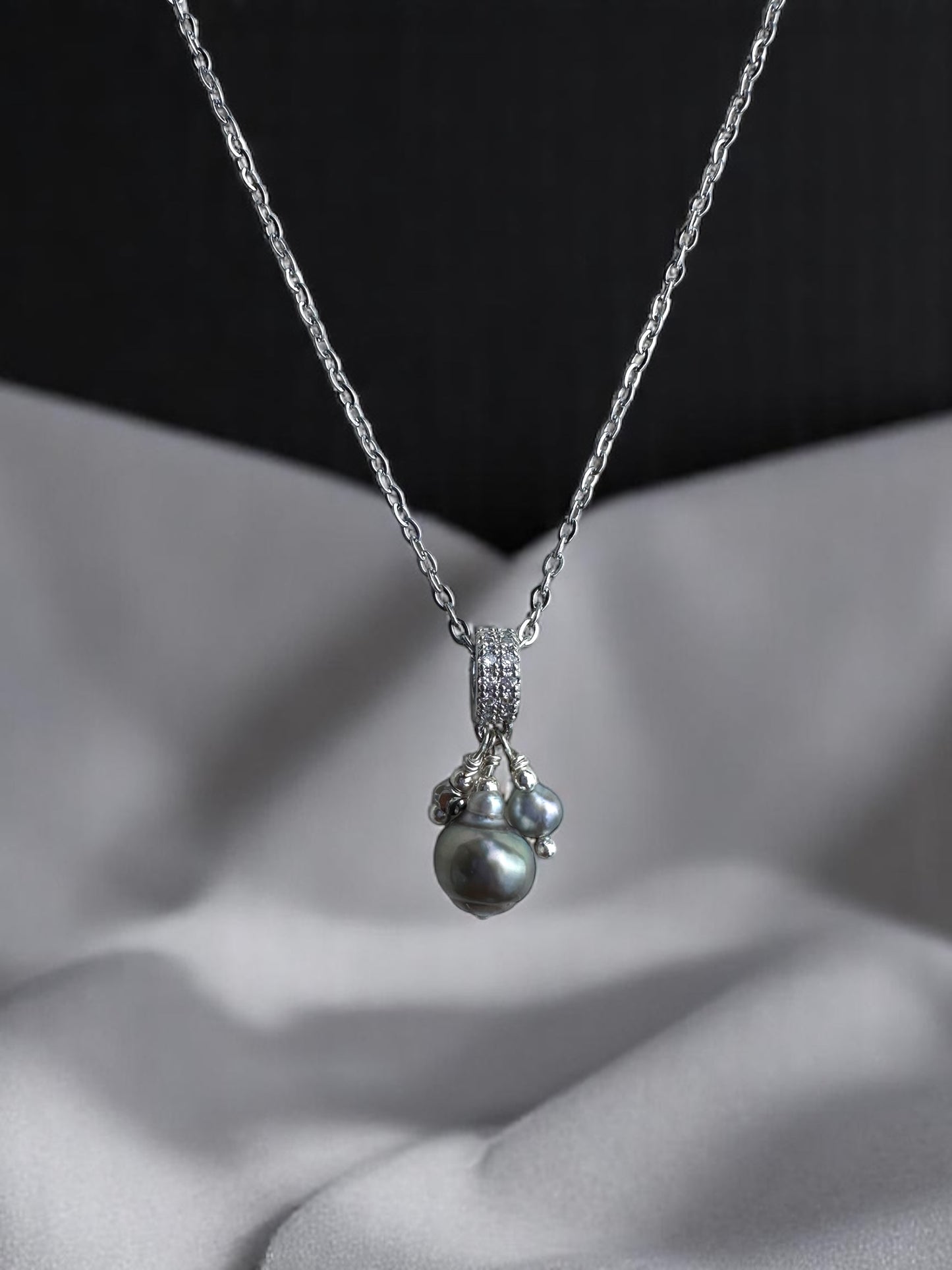 Collier perles de Tahiti sur Acier Inox