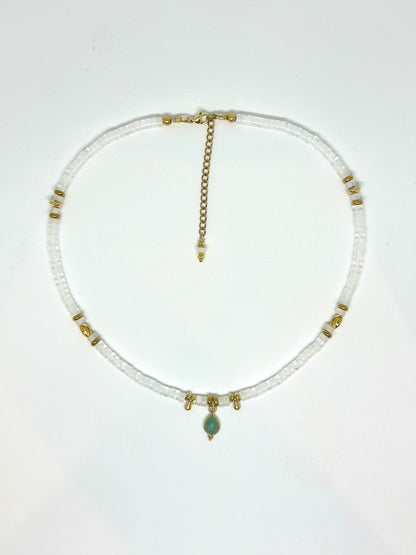 Collier “Paix lucide”
Cristal de roche et Amazonite