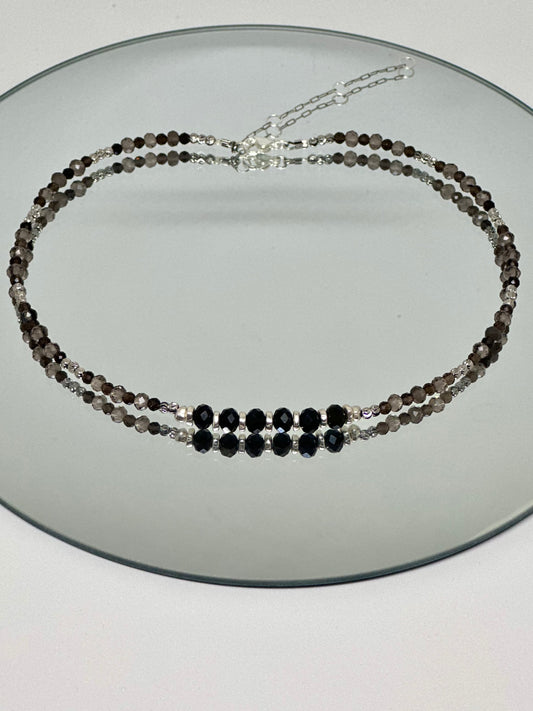 Quartz fumé & Obsidienne — enracinement et vérité intérieure