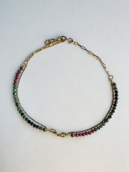 Collier Rubis, Pyrite et Hématite