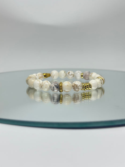 Bracelet Howlite – Apaisement et clarté mentale - Calme intérieur – Réduction du stress – Ouverture à la réflexion