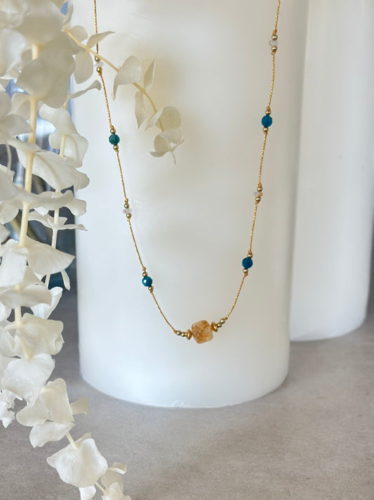 Collier Citrine & Apatite – Expression claire et élan solaire