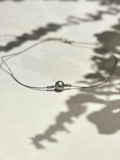 Collier perle de Tahiti & Pyrite