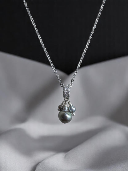 Collier perles de Tahiti sur Acier Inox